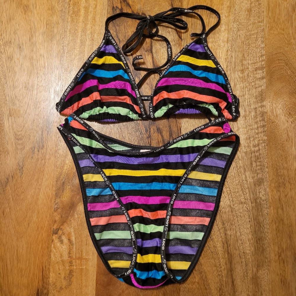 Loco Boutique Hawaii Striped Bikini Set